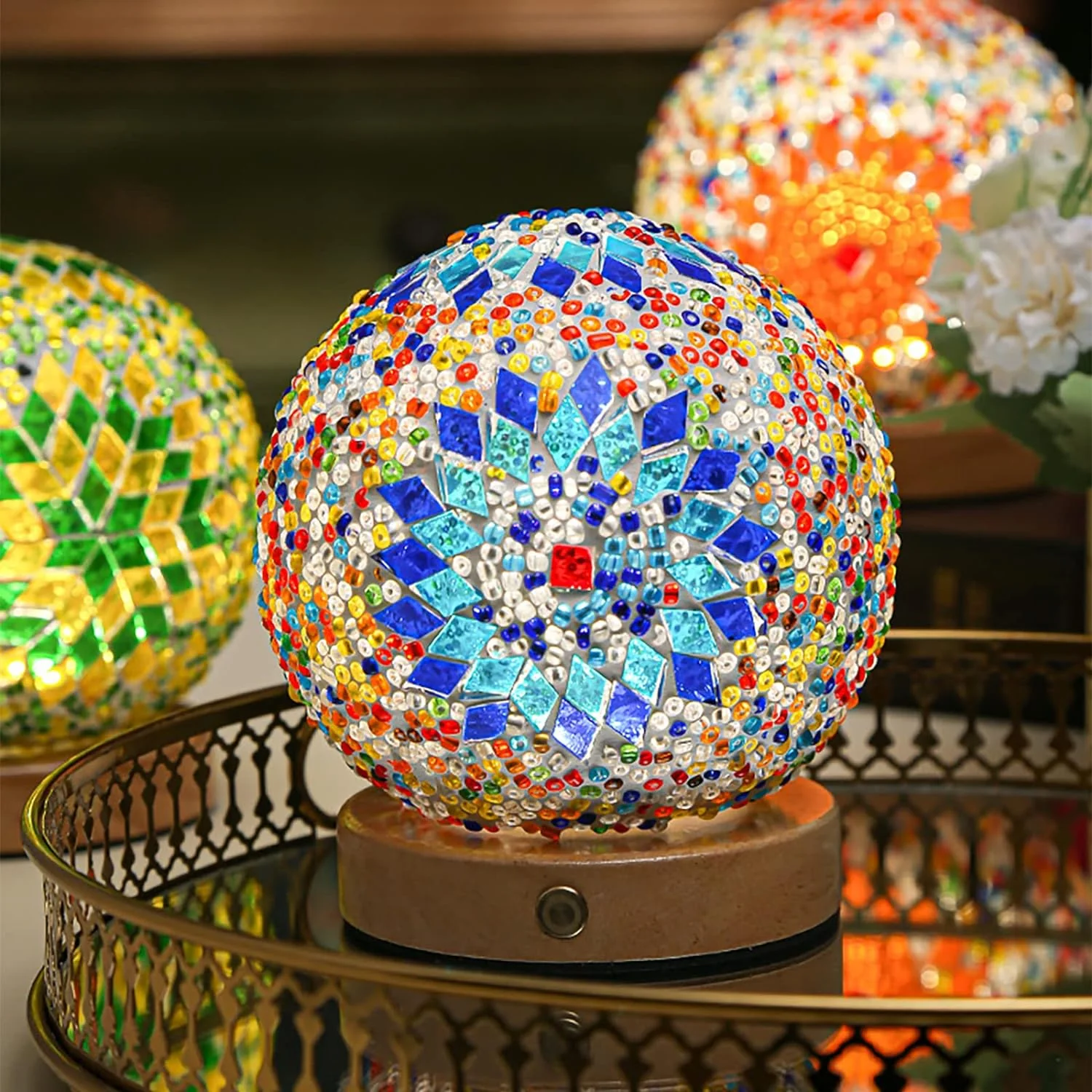 Boho Mosaic Lasipallo Yövalo - Image 4