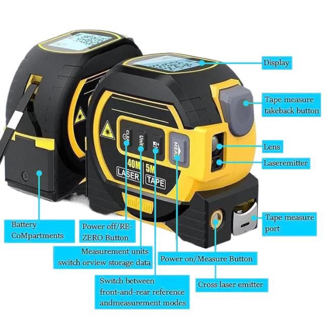 Digitaalinen Mittanauha Laserteknologialla 3-in-1 Toiminnolla - Image 6