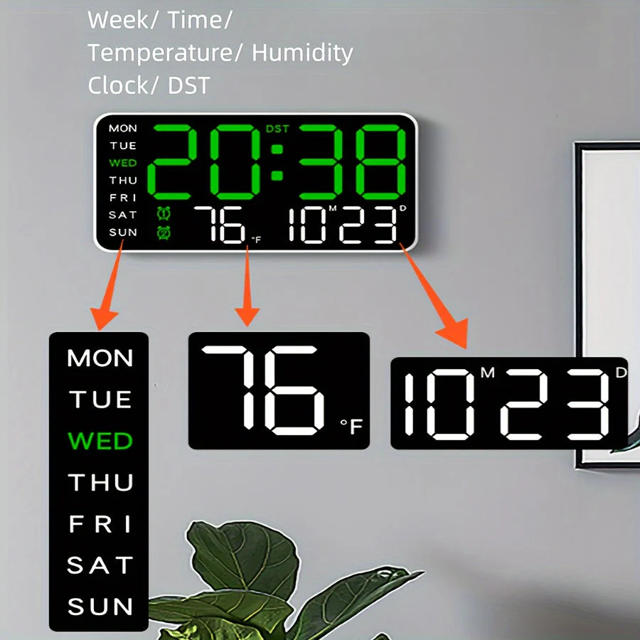 Digitaalinen Seinäkello Monitoiminen Moderni Tyylikäs Design - Image 6