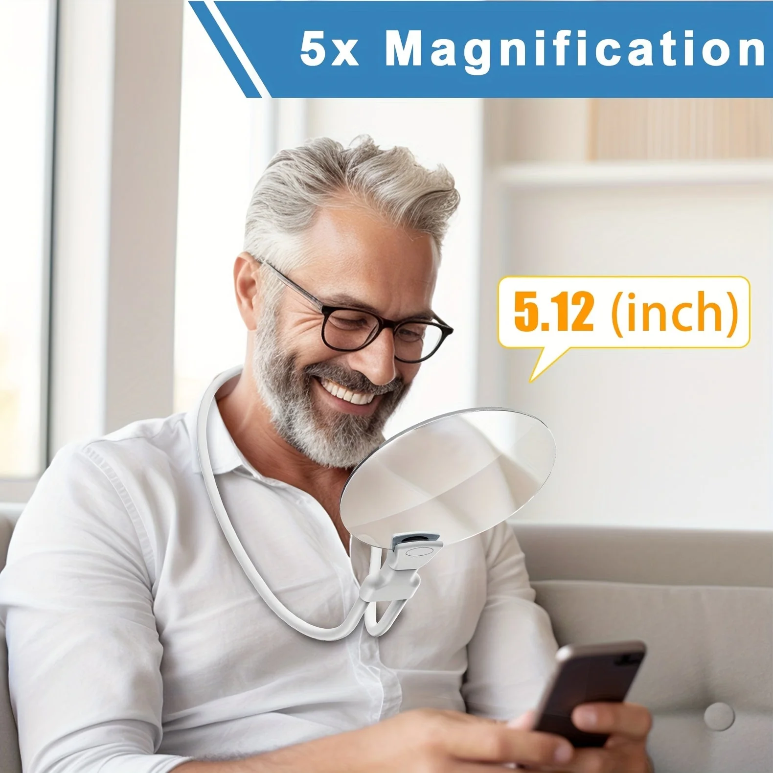 Hands-Free Suurennuslasi 5X - Säädettävä Kaulasuurennuslasi - Image 4