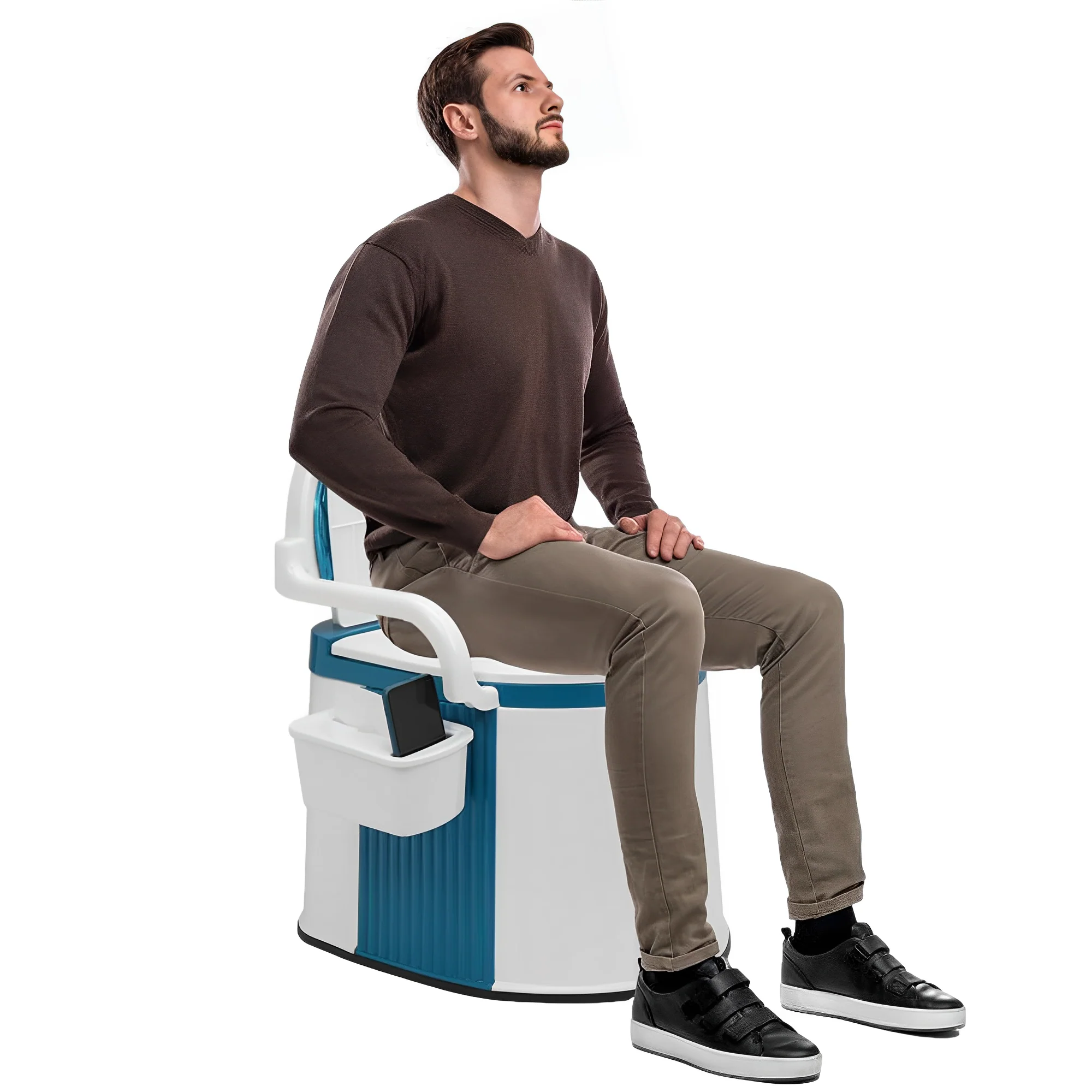 Kannettava WC Aikuisille ja Vanhuksille Ergonomisella Selkänojalla