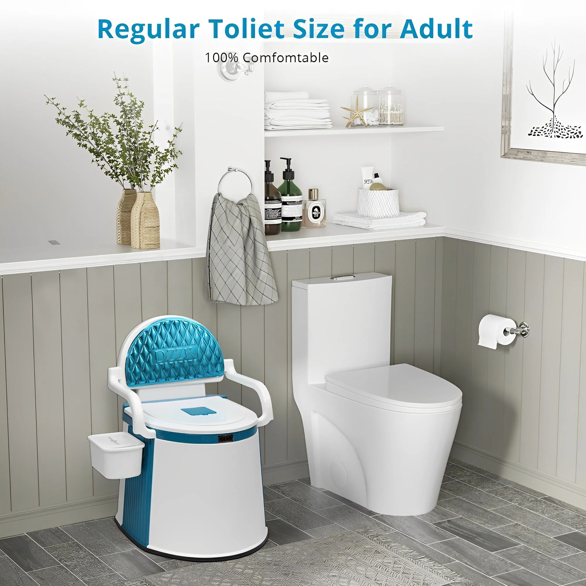 Kannettava WC Aikuisille ja Vanhuksille Ergonomisella Selkänojalla - Image 3