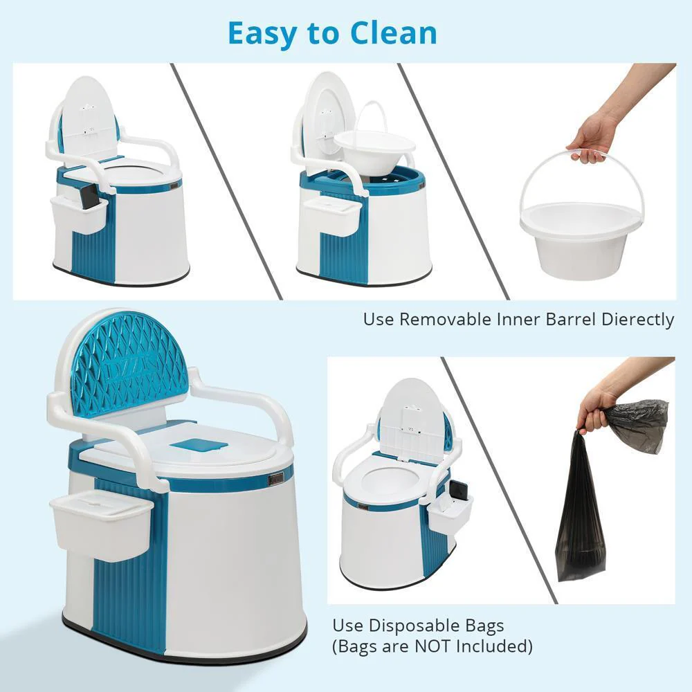Kannettava WC Aikuisille ja Vanhuksille Ergonomisella Selkänojalla - Image 6
