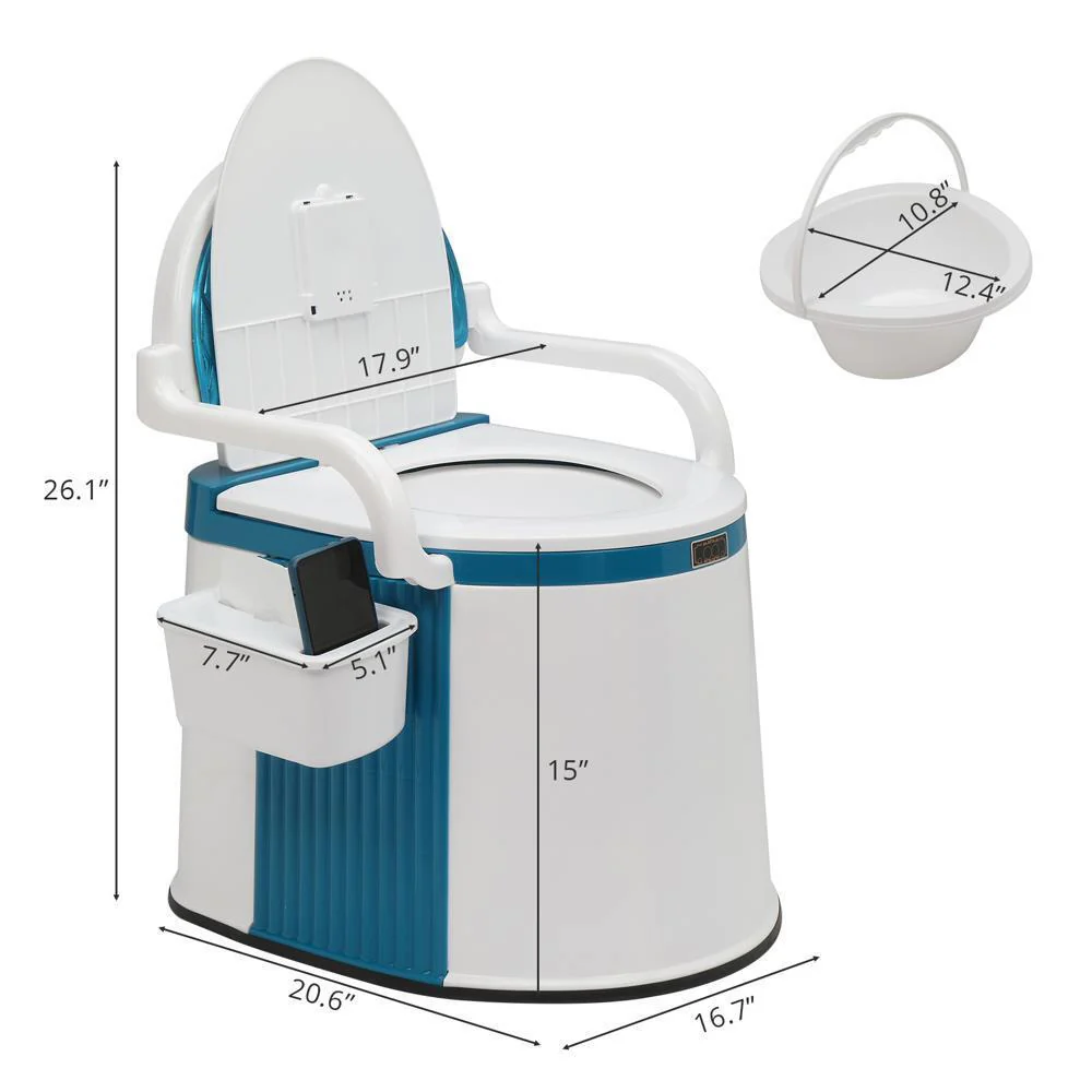 Kannettava WC Aikuisille ja Vanhuksille Ergonomisella Selkänojalla - Image 7