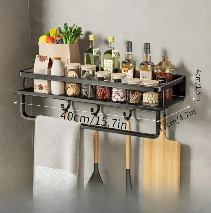 Keittiön Hylly Moderni Musta Design - Image 7