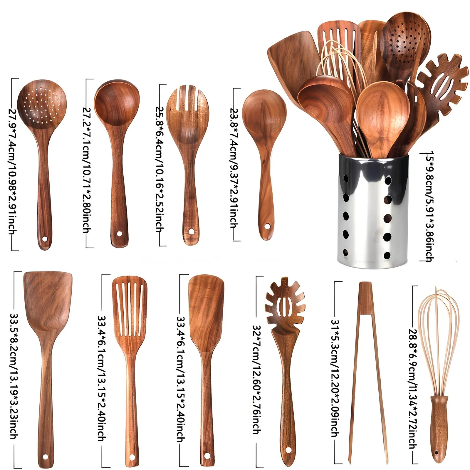 Keittiövälineet 11-osainen Työkalusetti Teak Pidikkeellä - Image 5