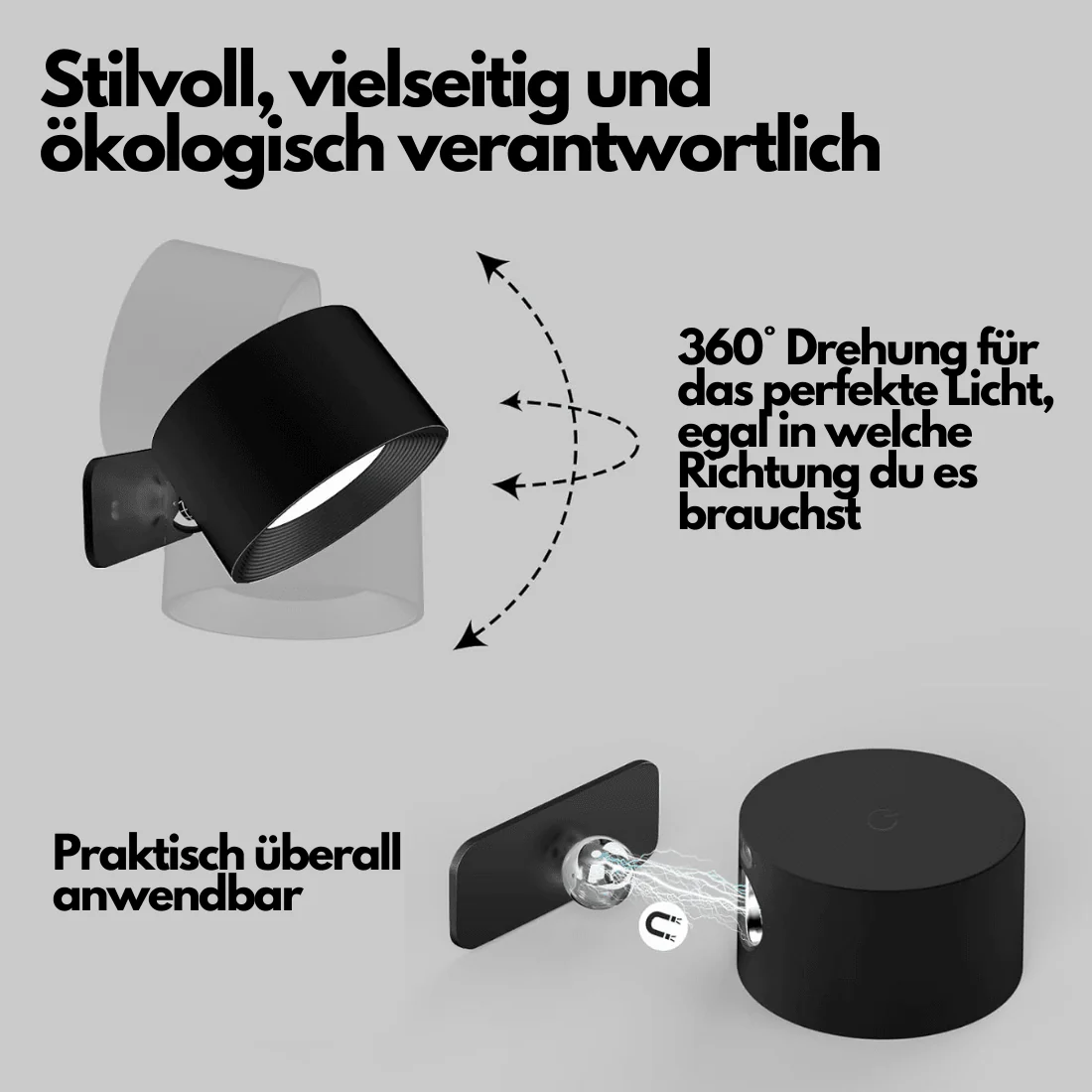 Langaton LED-seinävalaisin 360° säädettävä - Image 3