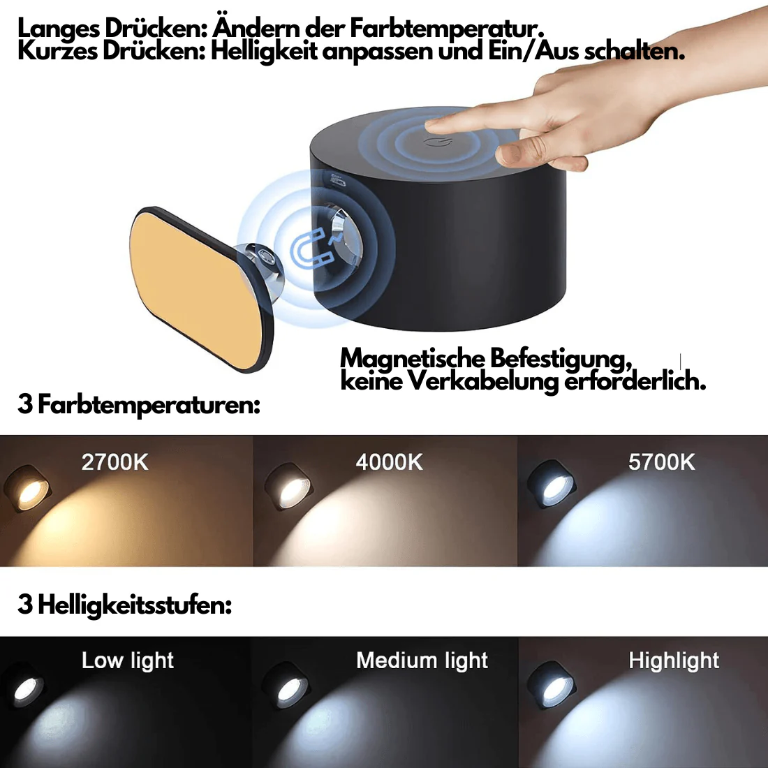 Langaton LED-seinävalaisin 360° säädettävä - Image 5