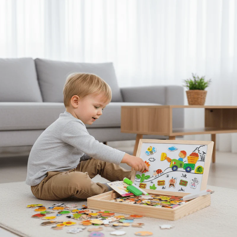 Lasten 2-in-1 Piirustustaulu Magneetti- ja Liitupinnalla - Image 2