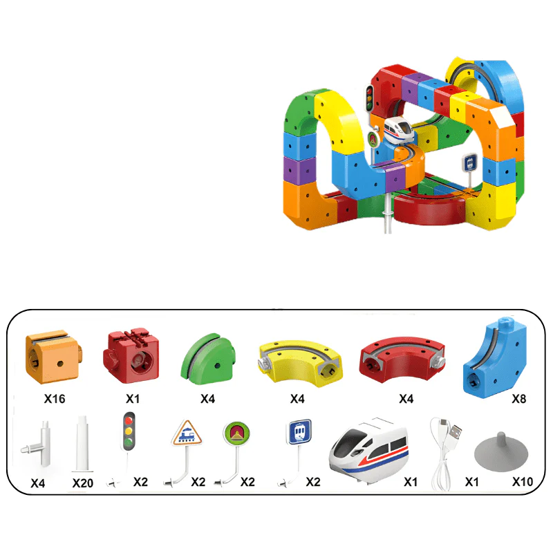 Lasten 3D-rautatienrakennussarja Interaktiivisella Veturilla - Image 10