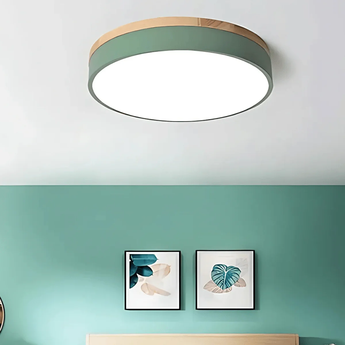 LED-kattovalaisin Luonnonpuu ja Vihreä Korostus - Image 5