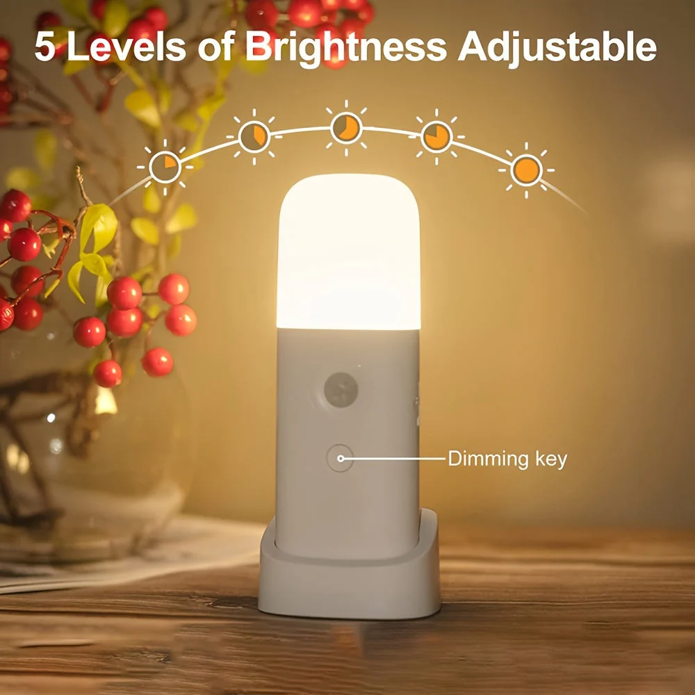 Liiketunnistimella varustettu LED-yölamppu säädettävällä kirkkaudella