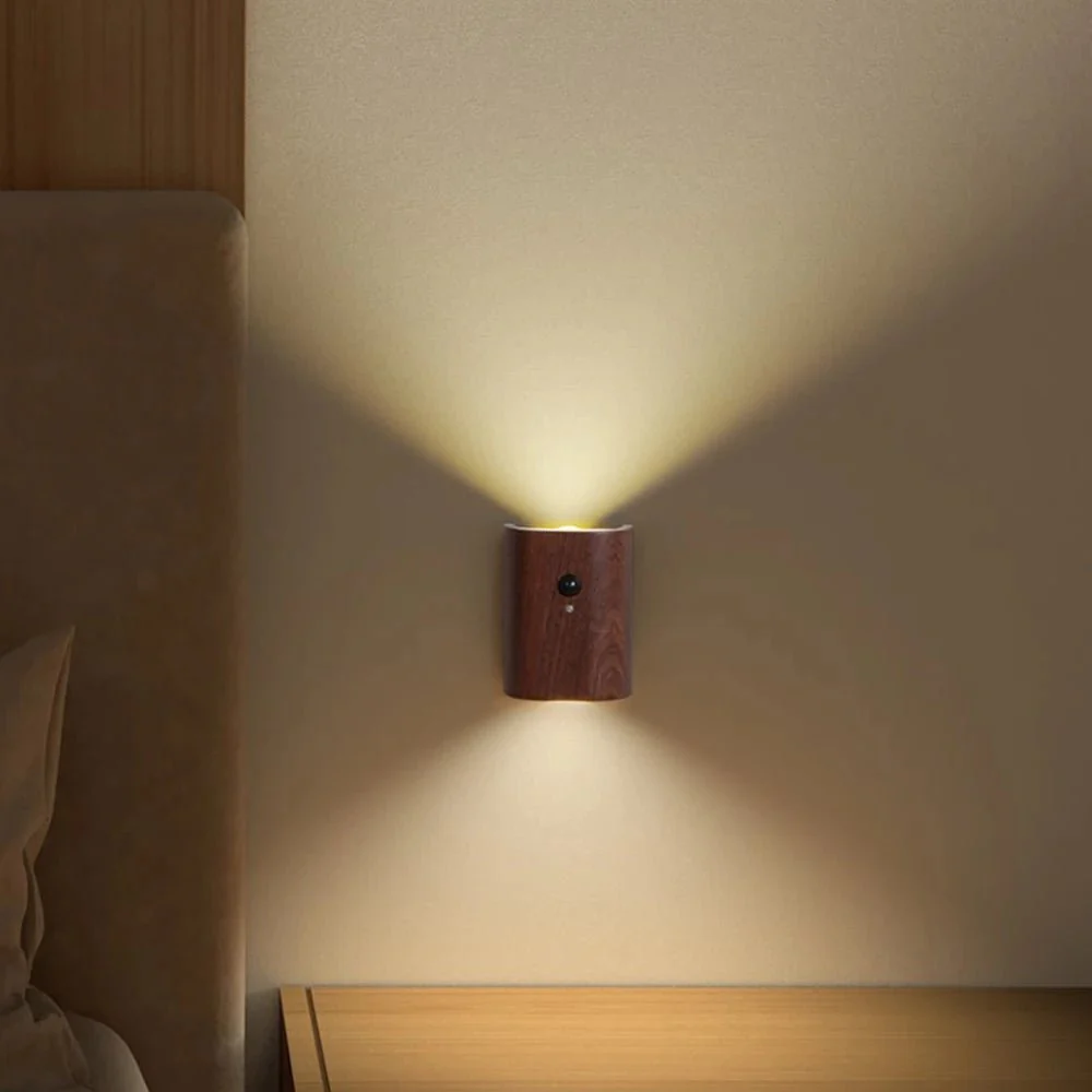 Liiketunnistimella varustettu puinen LED-valaisin - Image 3