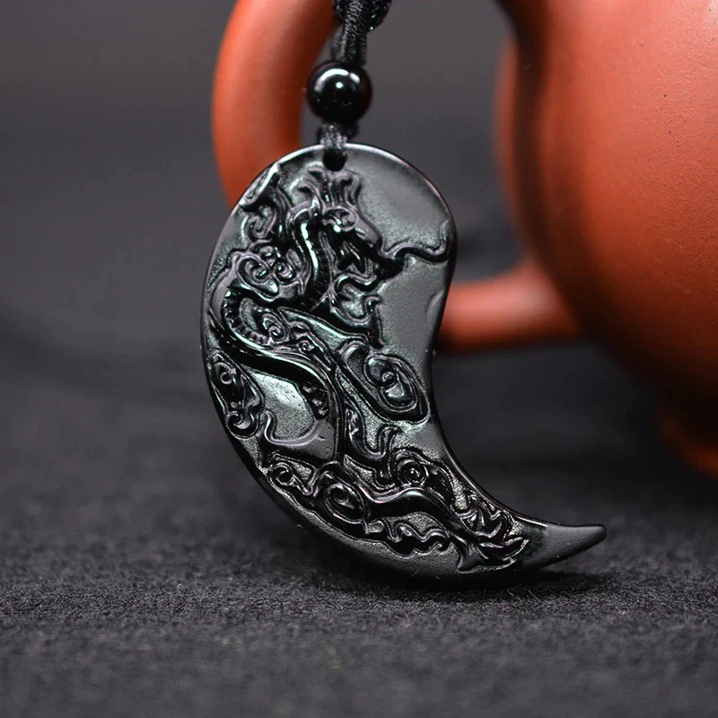 Luonnollinen musta obsidiaani kaulakoru - Image 6