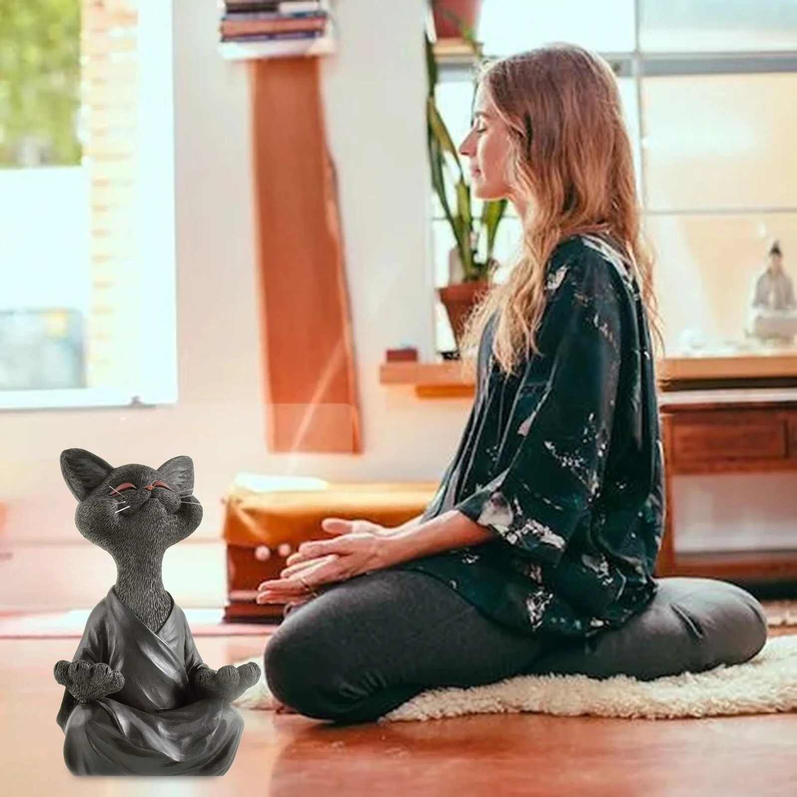 Meditoiva Buddha Kissa Figuuri - Image 5