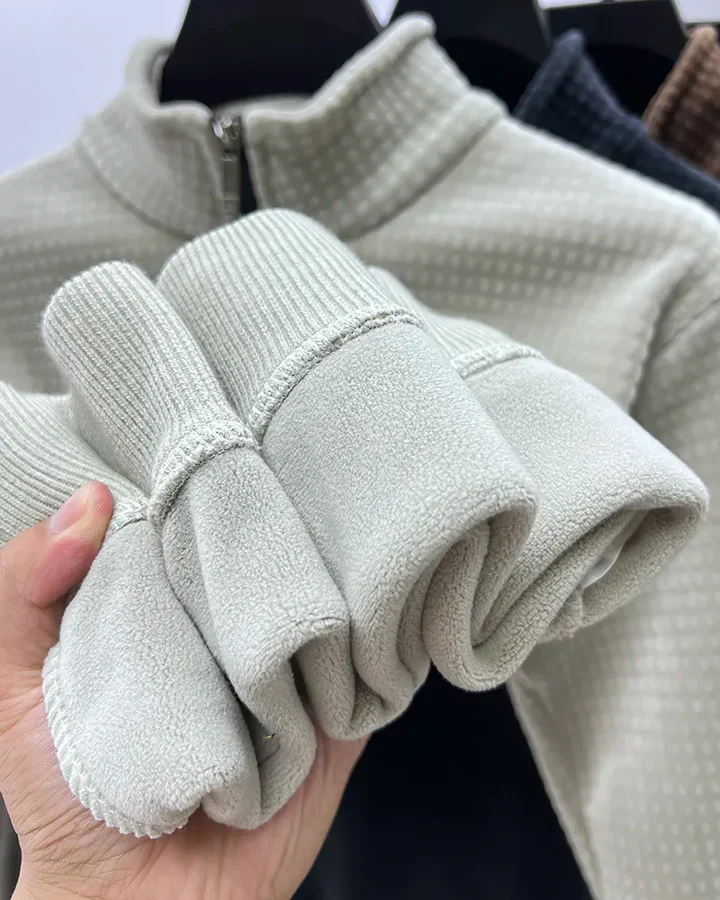 Miesten Alpaka-Fleece-pusero Puoli Vetoketjulla Mukava Moderni - Image 6