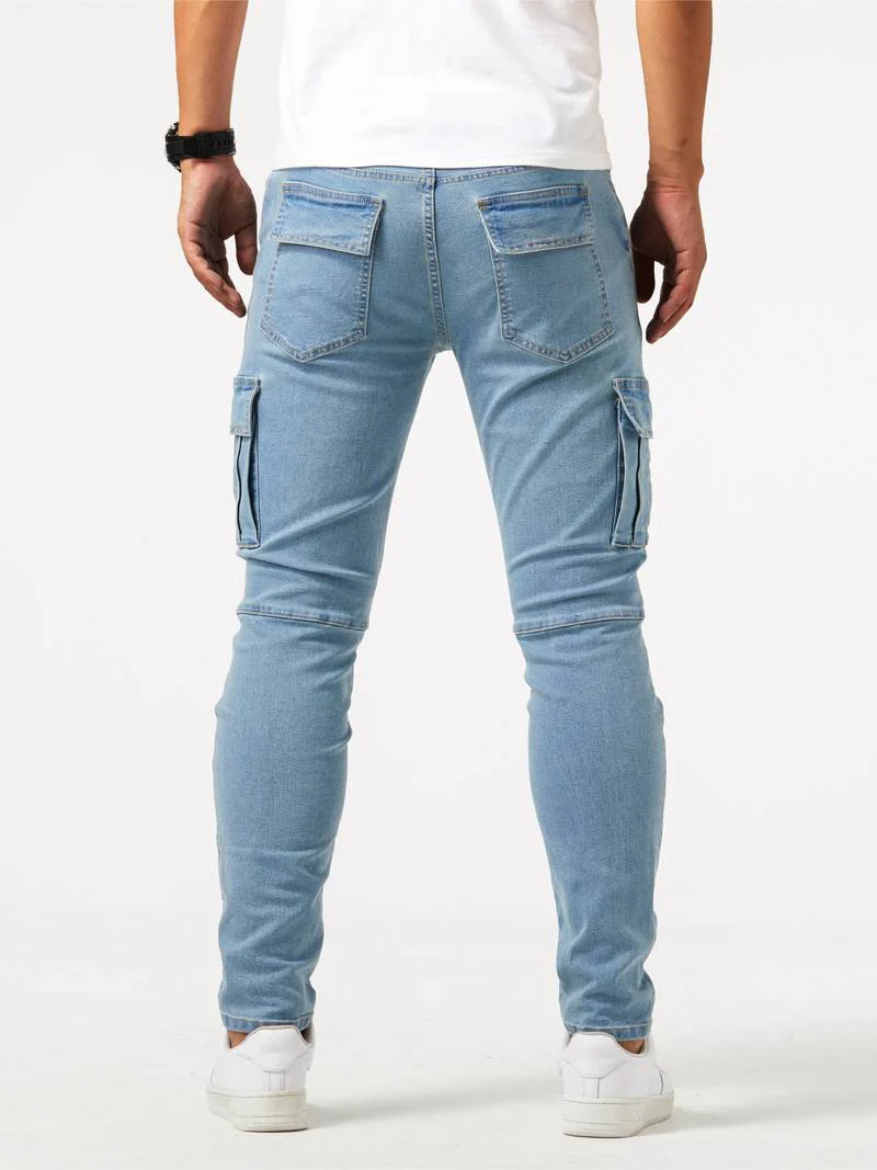 Miesten Cargo Farkut Mukautuva Denim - Image 2