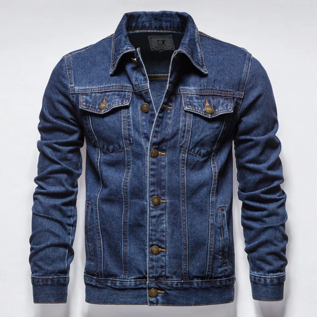 Miesten Denim Takki Pesemätön Tyylillä Kestävä Denim - Image 4