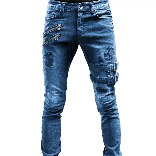 Miesten Farkut Biker Rento Vahva Materiaali - Image 2