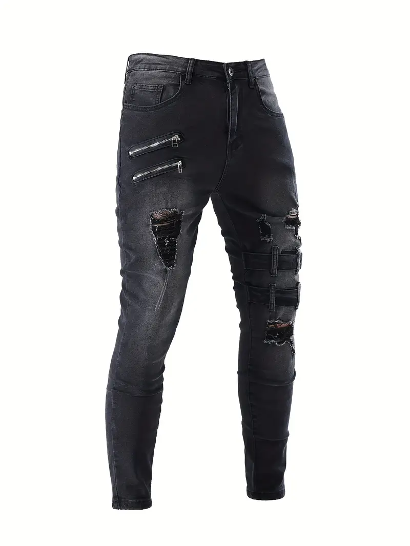 Miesten Farkut Biker Rento Vahva Materiaali - Image 3