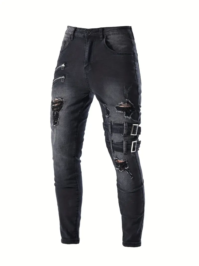 Miesten Farkut Biker Rento Vahva Materiaali - Image 4