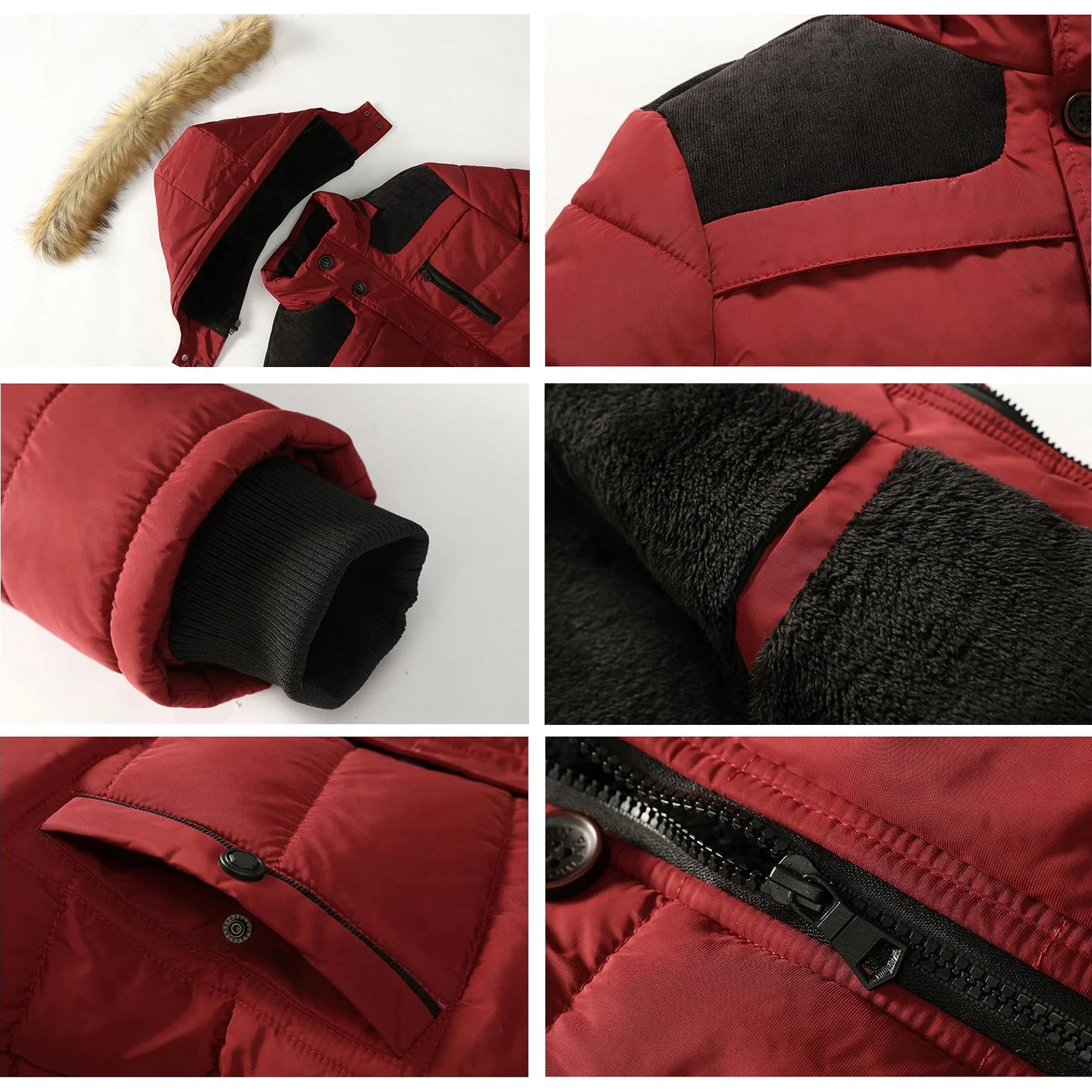 Miesten Fleece turkis alas puuvilla Parka - Image 6