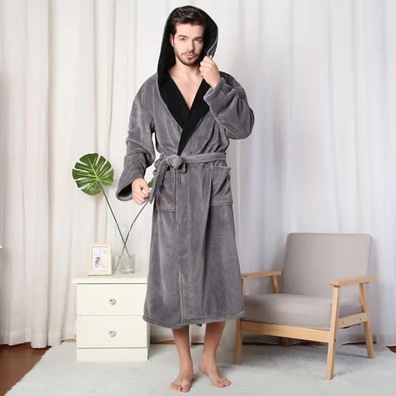 Miesten Kylpytakki Hupulla Tyylikkäällä Muotoilulla - Image 22