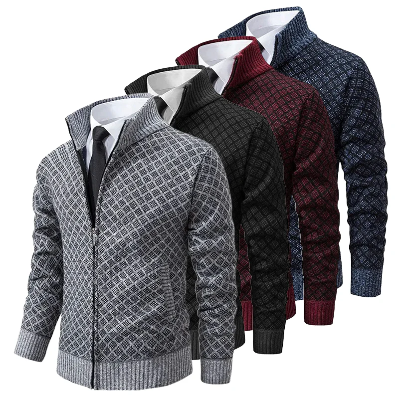 Miesten Neuletakki Jacquard Pehmeä ja Monikäyttöinen - Image 5