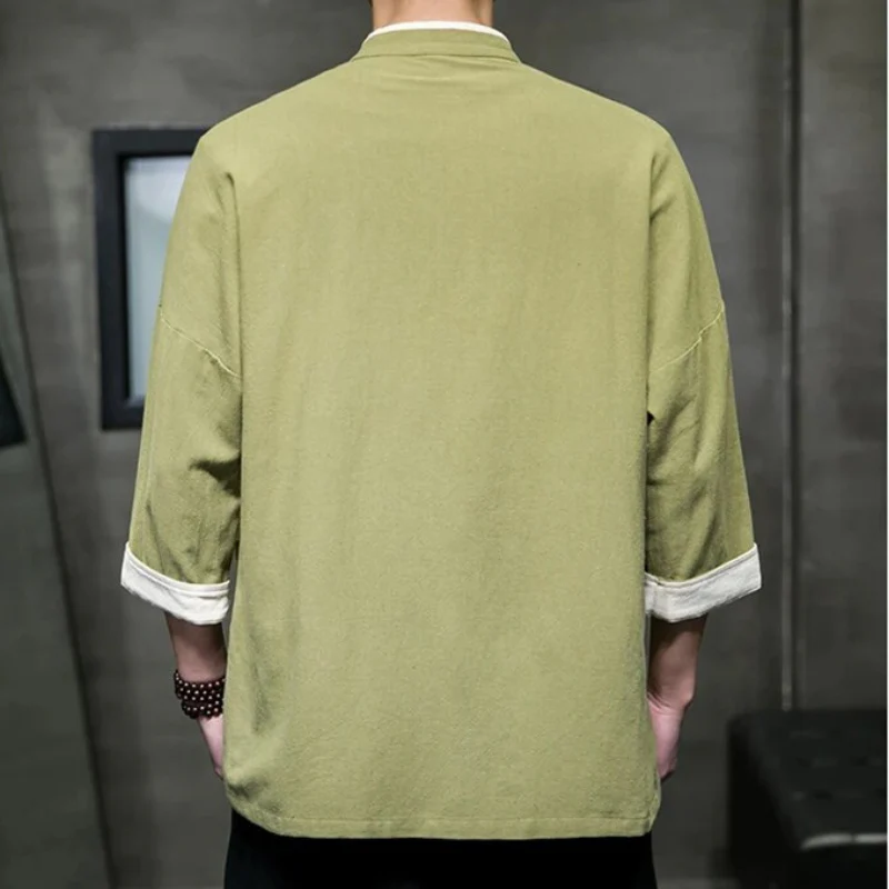 Miesten Overshirt Japanilaisella Tyylillä Puuvilla-Liinasekoite - Image 2