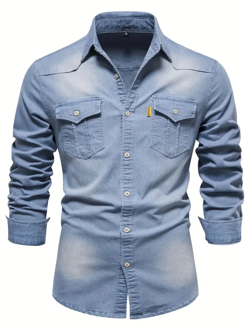 Miesten Paita Denim Ajaton Muotoilu - Image 2