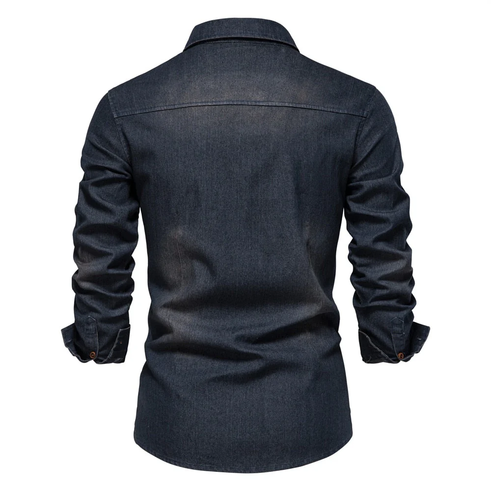 Miesten Paita Denim Ajaton Muotoilu - Image 6