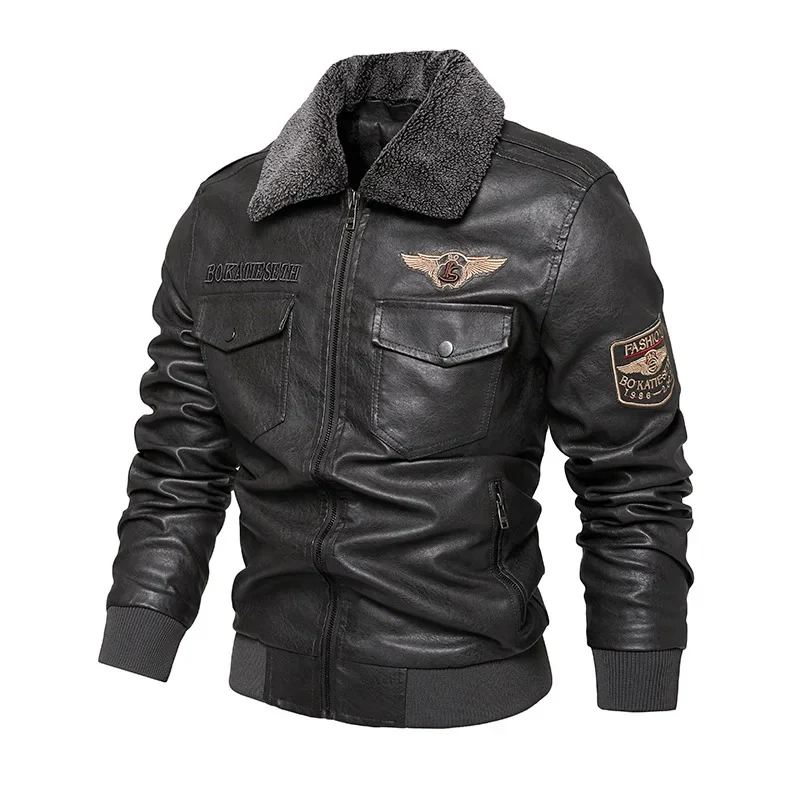 Miesten rento lämmin Biker takki - Image 4