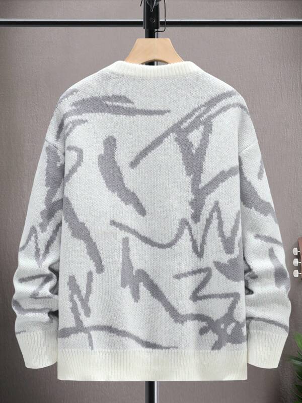 Miesten Rento Neulepaita Graafisella Printillä Crew Neck - Image 3