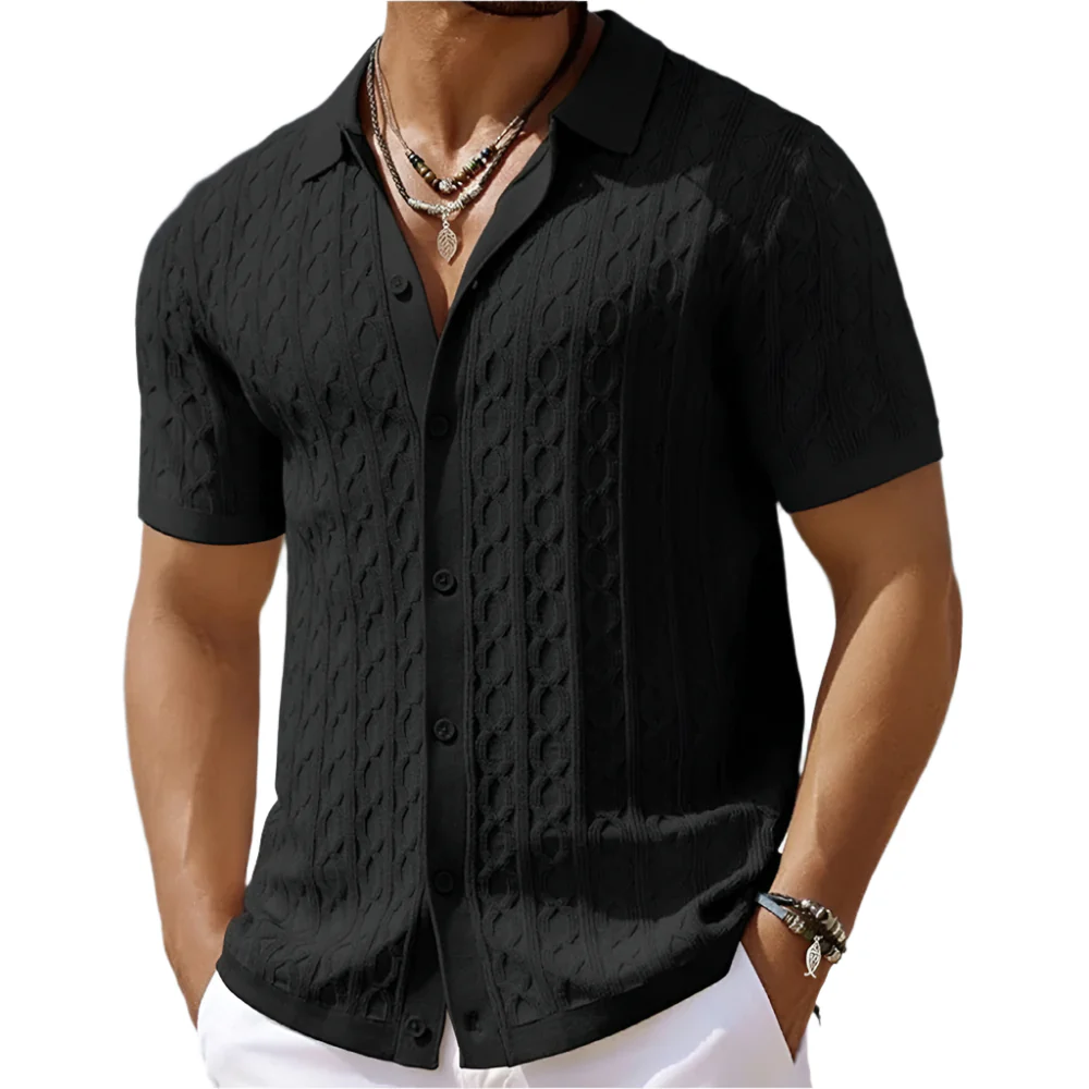 Miesten retro-jacquard-neulepolo - Image 2