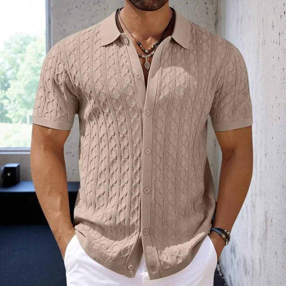 Miesten retro-jacquard-neulepolo - Image 4