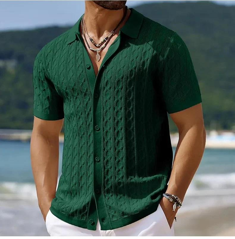 Miesten retro-jacquard-neulepolo - Image 5