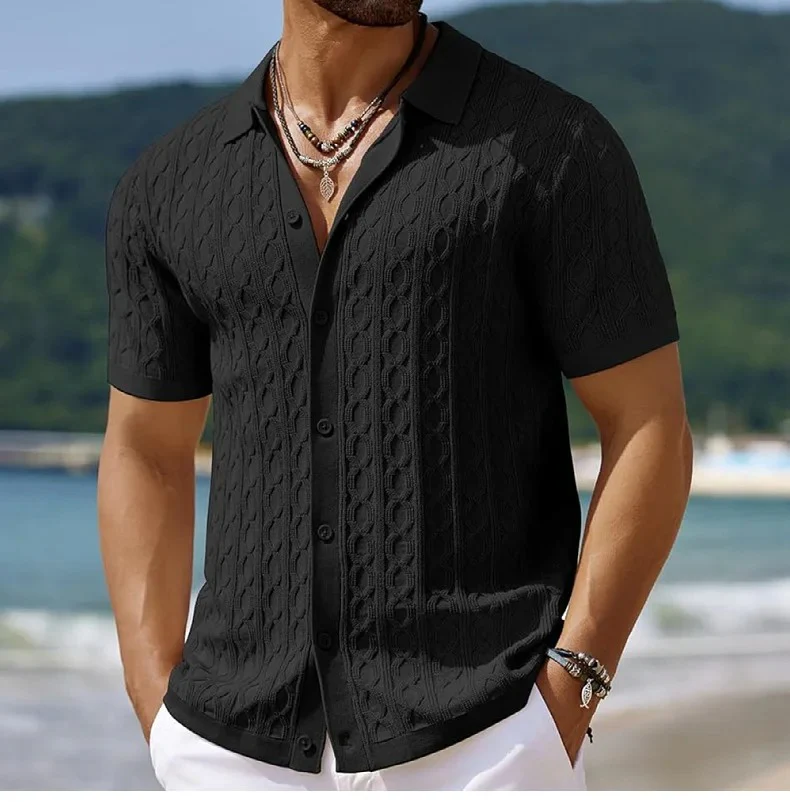 Miesten retro-jacquard-neulepolo - Image 7
