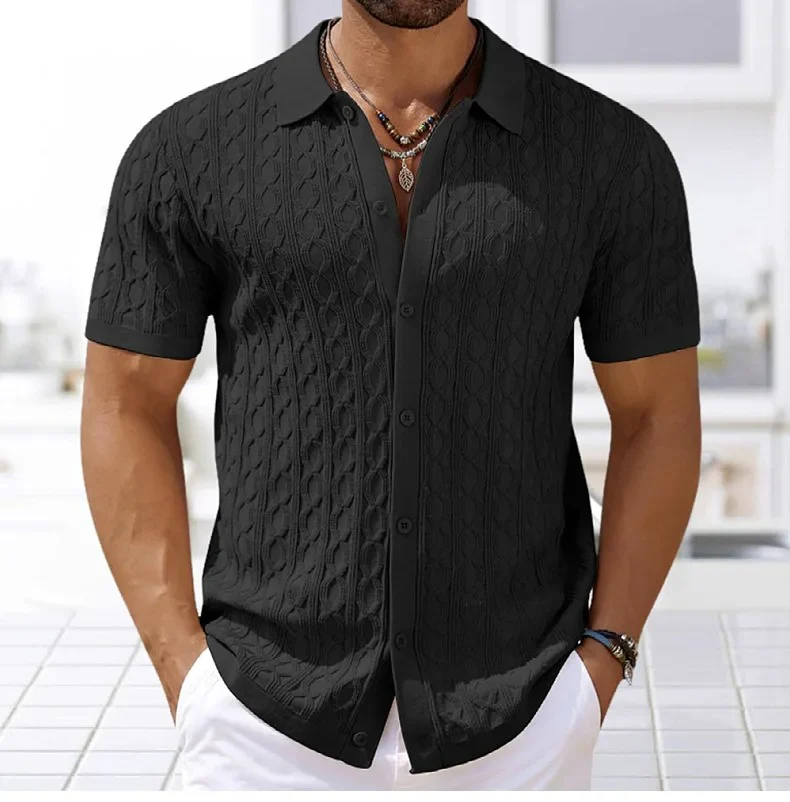 Miesten retro-jacquard-neulepolo - Image 8