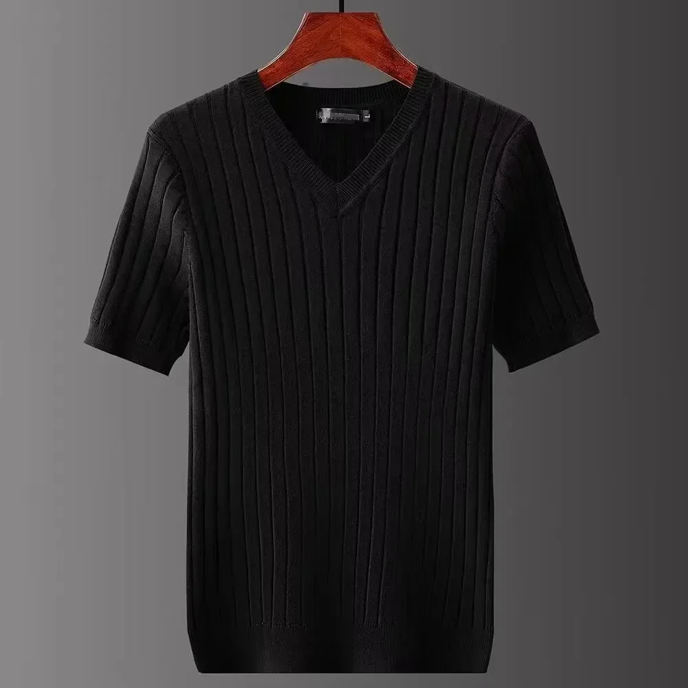 Miesten slim fit V-aukkoinen T-paita - Image 4