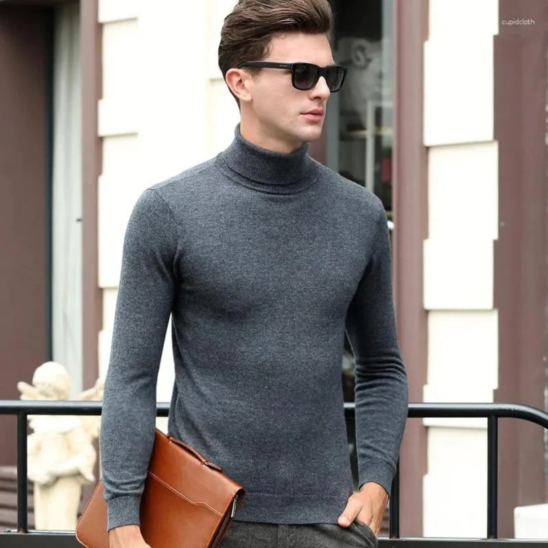 Miesten Slim Turtleneck Villajäljitelmäpaita - Image 12