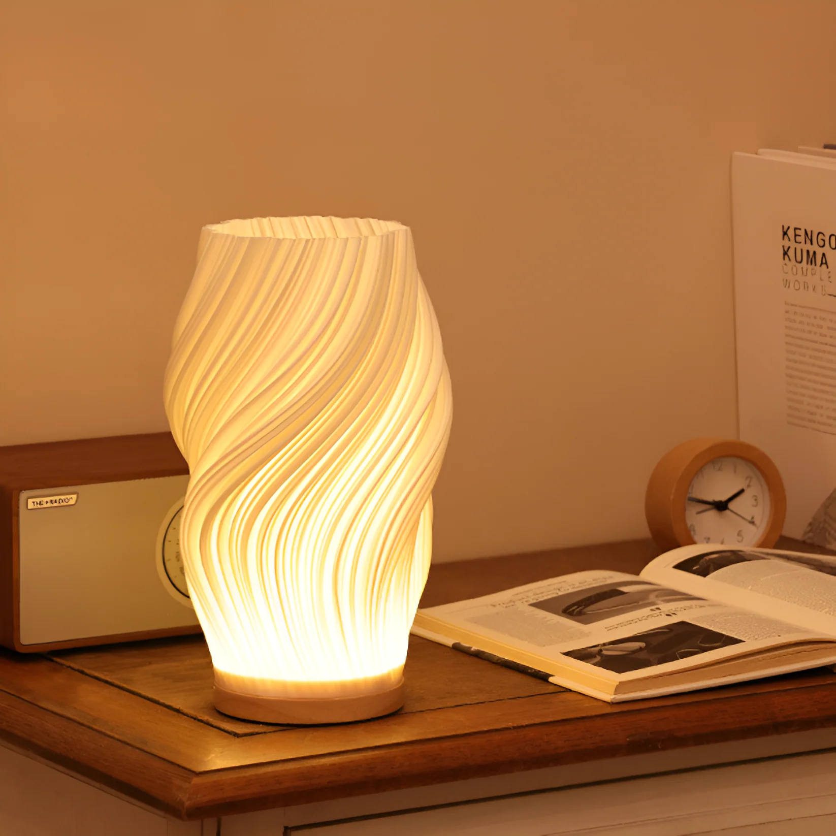 Moderni Pöytävalaisin 3D Aaltovaikutus Energiatehokas LED Lamppu - Image 2