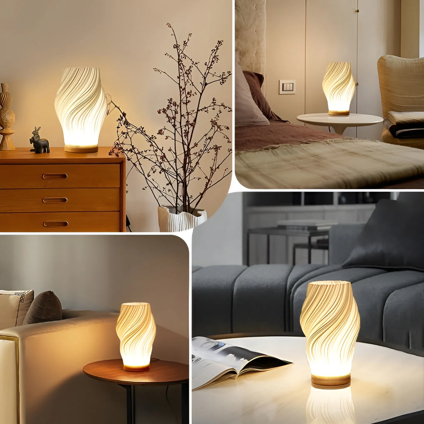 Moderni Pöytävalaisin 3D Aaltovaikutus Energiatehokas LED Lamppu - Image 5
