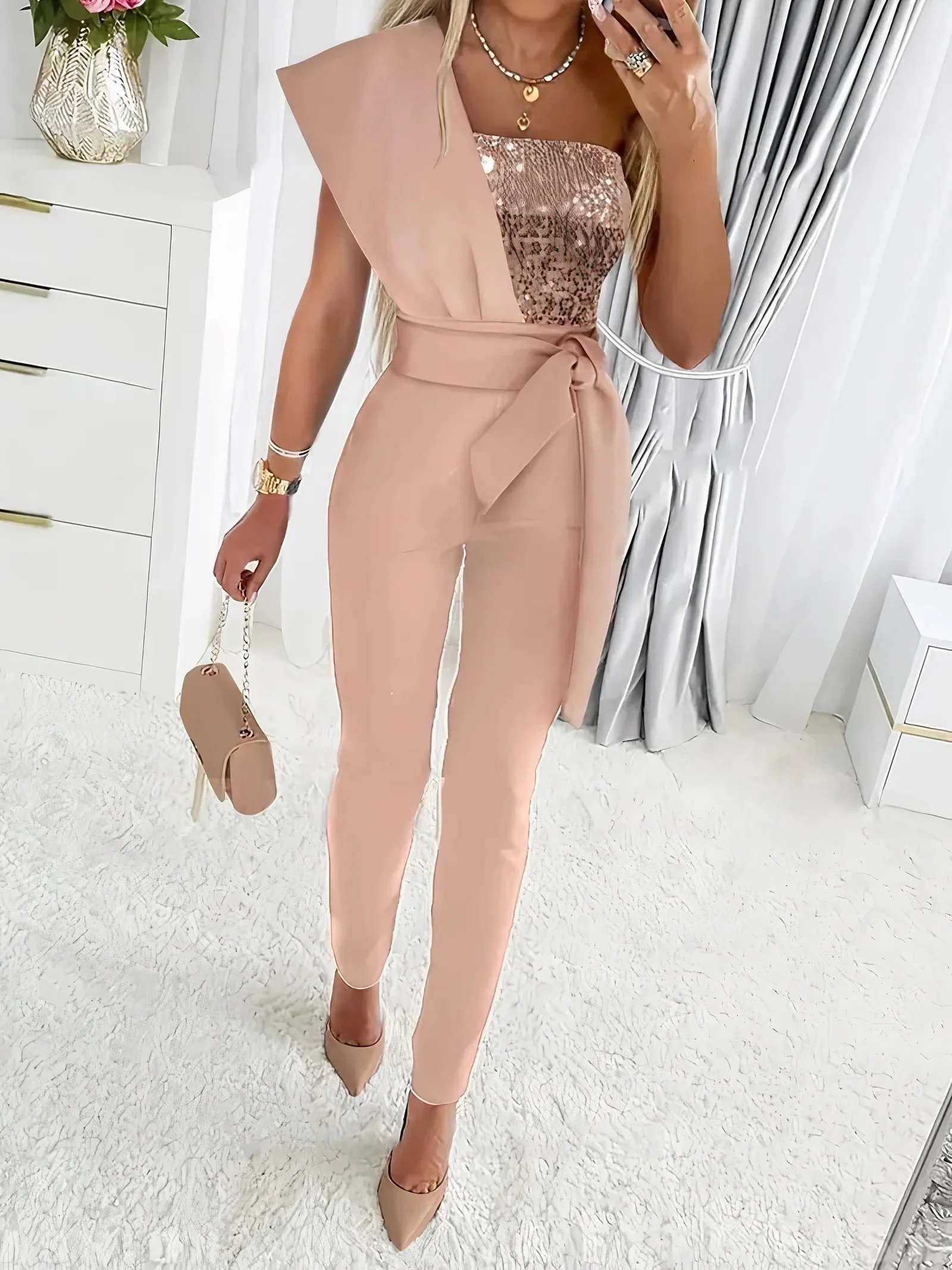 Naisten Bodycon Haalari Glitter-tyylillä - Image 3