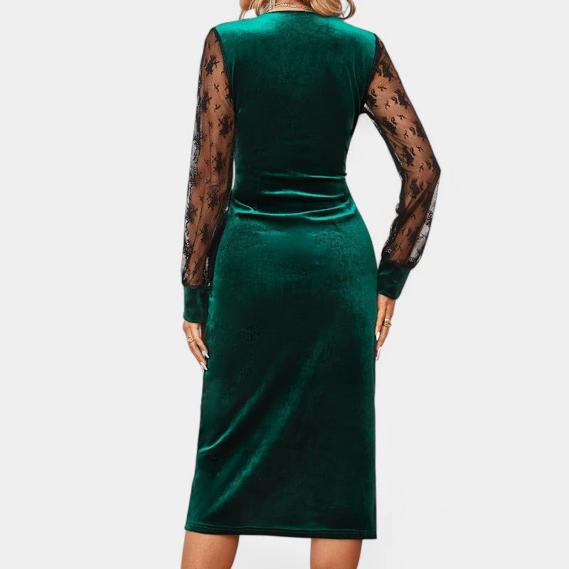 Naisten Bodycon-mekko Kontrastivärisellä pitsillä - Image 5