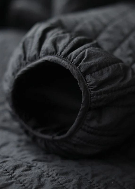 Naisten Boho-tyylinen Musta Talvitakki Napilla - Image 5