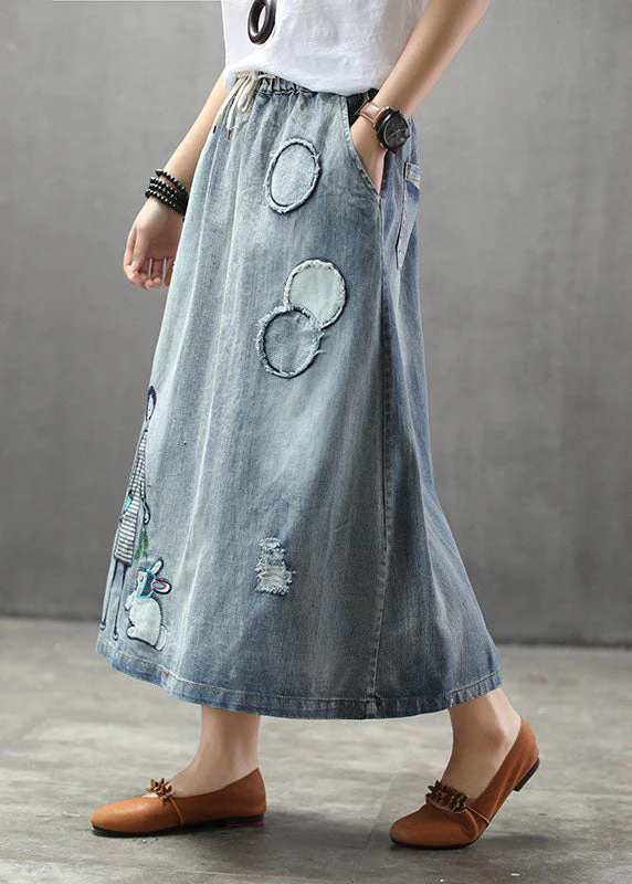 Naisten Denim Hame Rento Tylli Yksityiskohdilla - Image 5