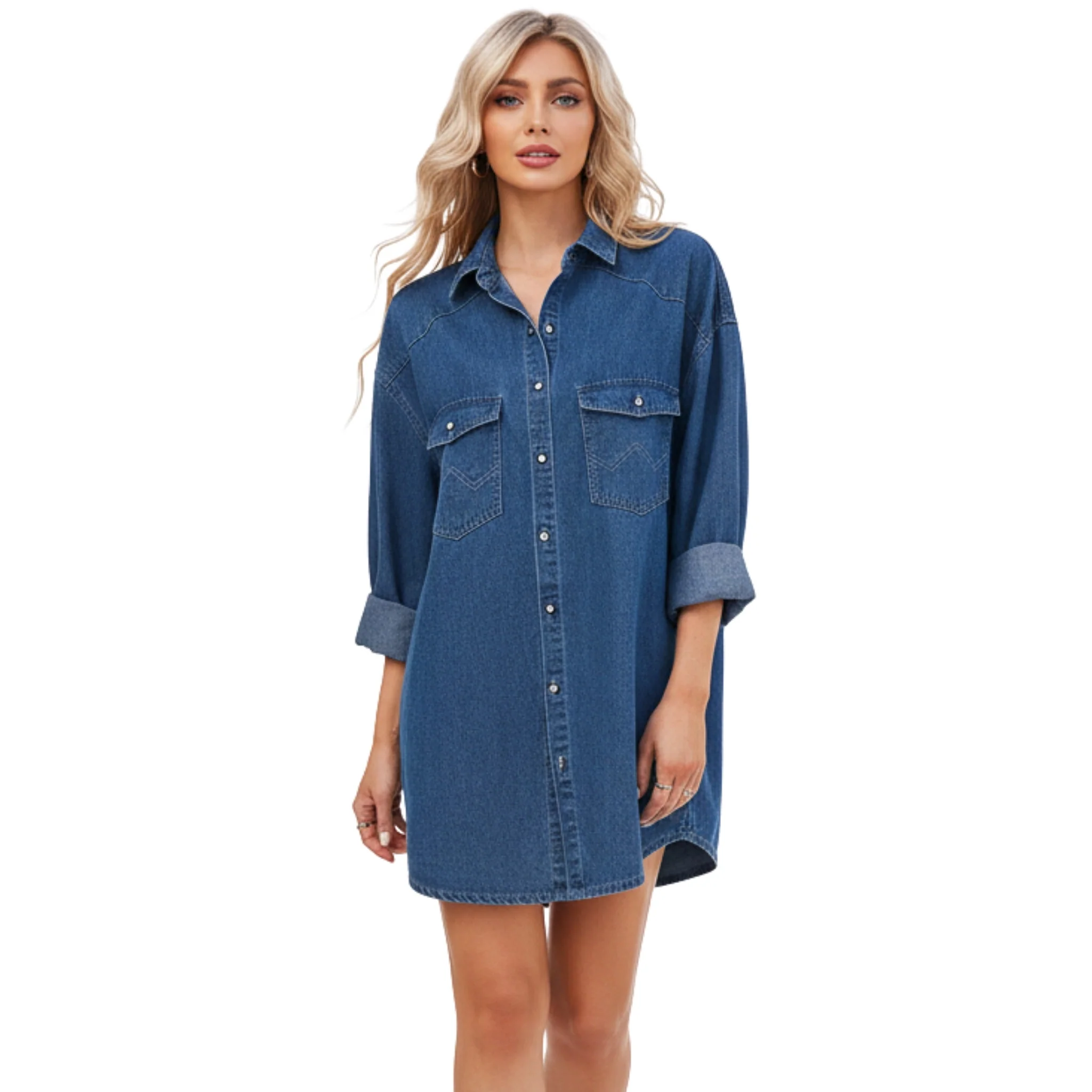 Naisten Denim Paitamekko Rento Tyyli