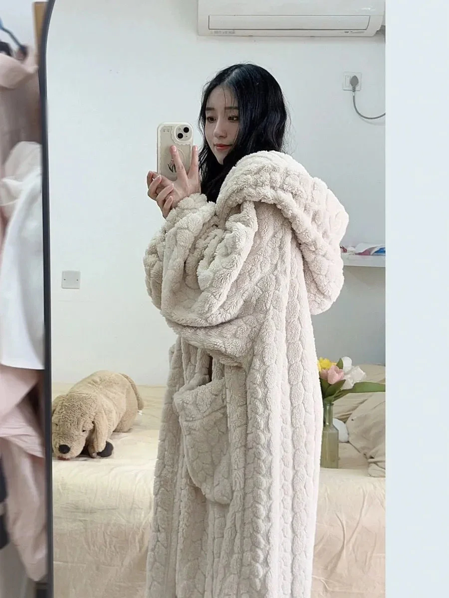 Naisten Fleece Kylpytakki Mukava ja Lämmin - Image 3