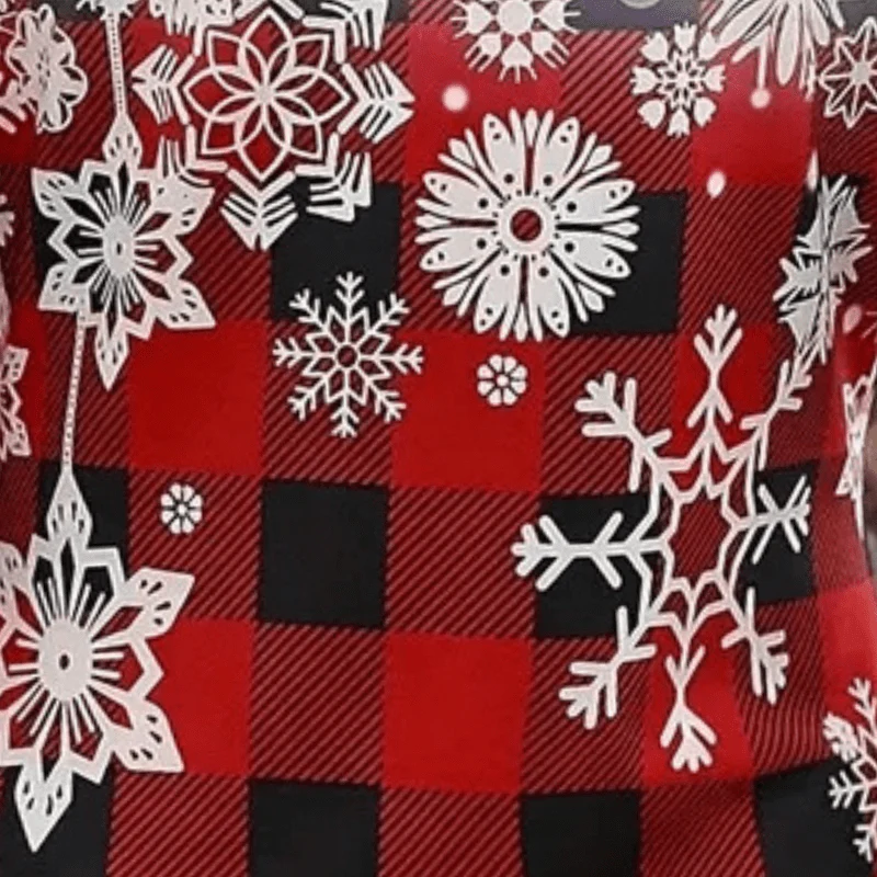 Naisten Joulumekko Lumihiutaleilla Punaruudullinen Polyesteri - Image 3