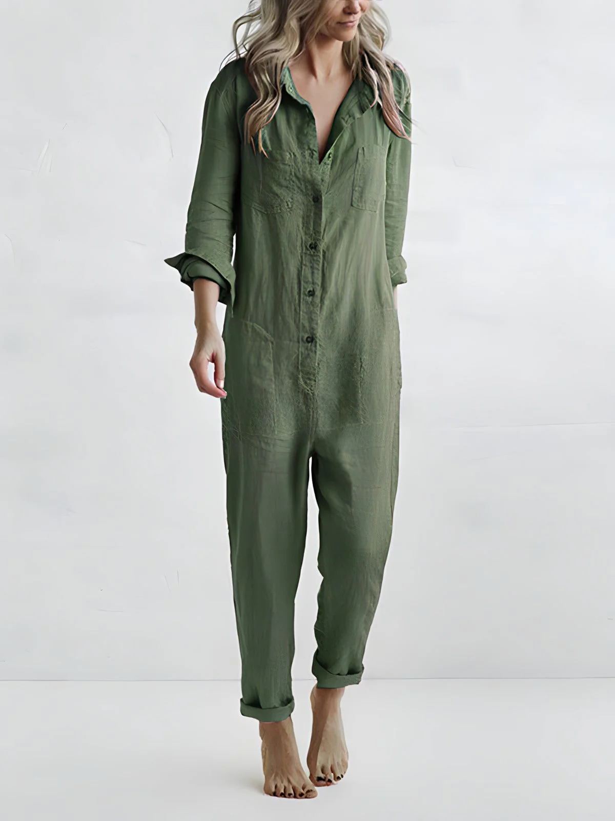 Naisten Jumpsuit Polokraagalla ja Kapeilla Housuilla - Image 6